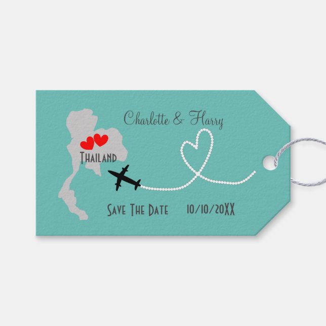 Thailand Bröllop spara datum Presentetikett (Framsidan (Horisontell))