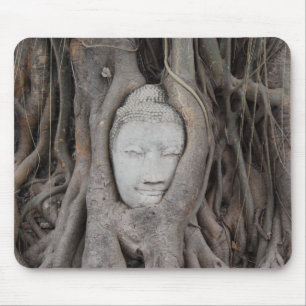 Thailand Buddha omgiven av träd Musmatta