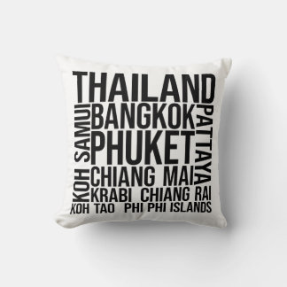 Thailand Cities Ord Art - Bangkok Travel Kudde
