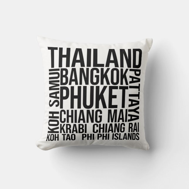 Thailand Cities Ord Art - Bangkok Travel Kudde (Framsida)