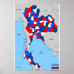 thailand country political map flag poster