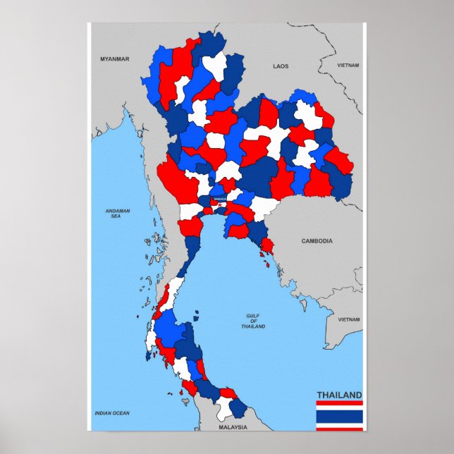 thailand country political map flag poster (Framsidan)