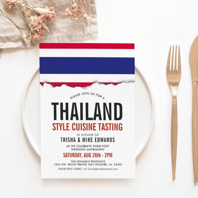 Thailand-Cuisine | Party Flagga Vita Inbjudan (Skapare uppladdad)