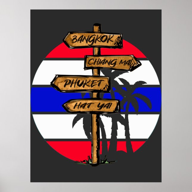 Thailand Destinationer - Bangkok Chiang Mai Phuket Poster (Framsidan)