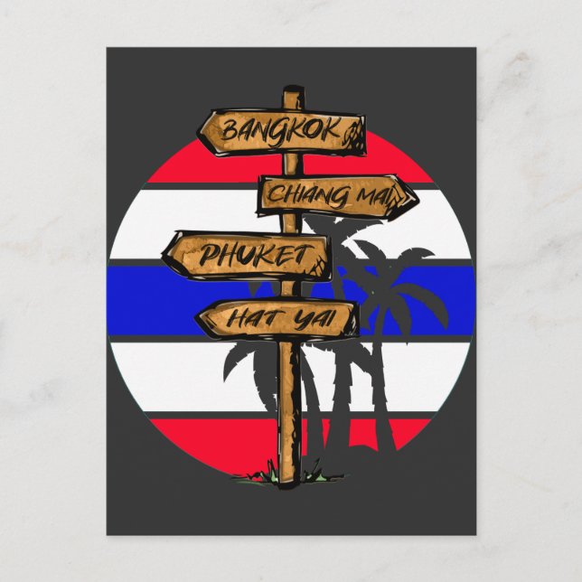 Thailand Destinationer - Bangkok Chiang Mai Phuket Vykort (Framsida)