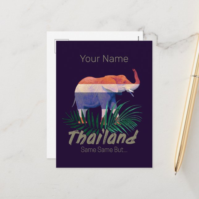 Thailand Elephant Flagga Jungle Löv Thai Souvenir Helg Vykort (Fram/Back In Situ)