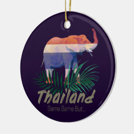 Thailand Elephant Flagga Jungle Löv Thai Souvenir Julgransprydnad Keramik
