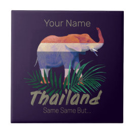 Thailand Elephant Flagga Jungle Löv Thai Souvenir Kakelplatta