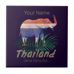 Thailand Elephant Flagga Jungle Löv Thai Souvenir Kakelplatta