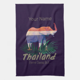 Thailand Elephant Flagga Jungle Löv Thai Souvenir Kökshandduk