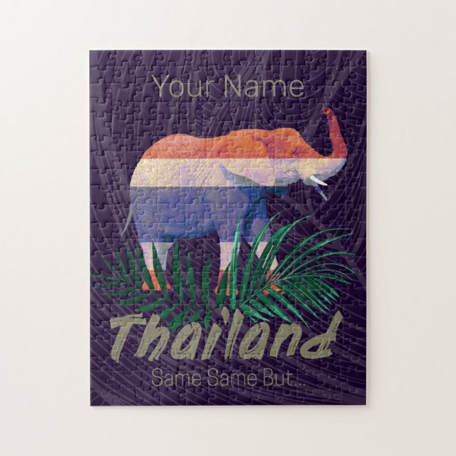 Thailand Elephant Flagga Jungle Löv Thai Souvenir Pussel (Vertikal)