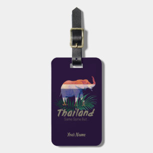 Thailand Elephant med Flagga och Jungle löv Bagagebricka