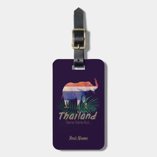 Thailand Elephant med Flagga och Jungle löv Bagagebricka (Vertikal Framsida)