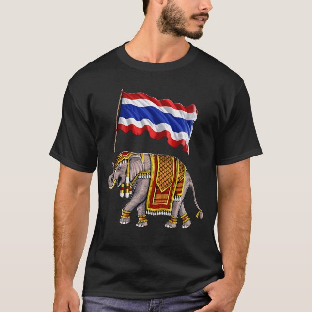 Thailand Elephant Thai Flagga T Shirt (Framsida)