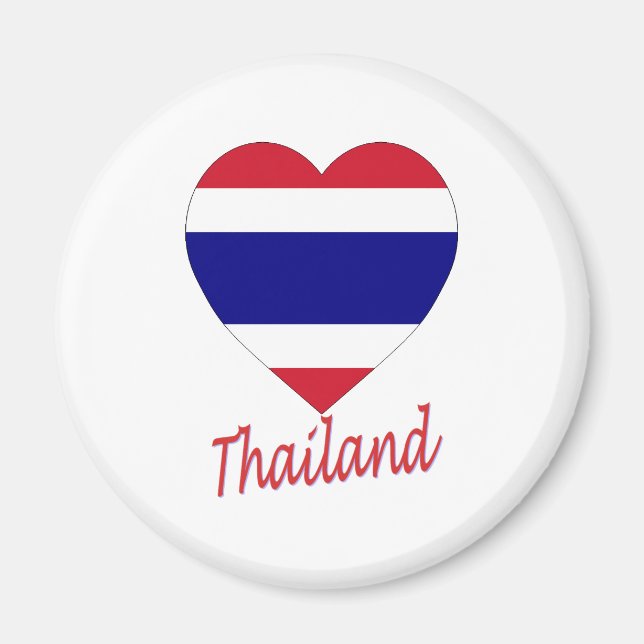 Thailand Flagga Heart Magnet (Framsidan)