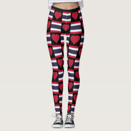 Thailand Flagga Heart Mönster Cute Patriotic Thai Leggings