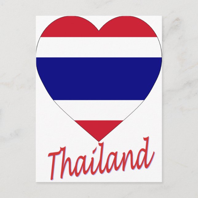 Thailand Flagga Heart Vykort (Framsida)