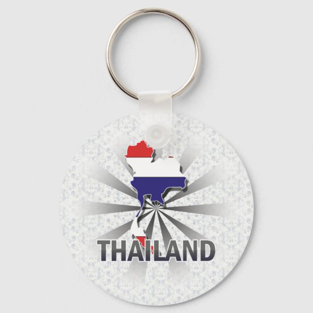 Thailand Flagga Karta 2.0 Nyckelring (Framsida)