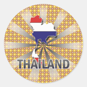 Thailand Flagga Karta 2.0 Runt Klistermärke