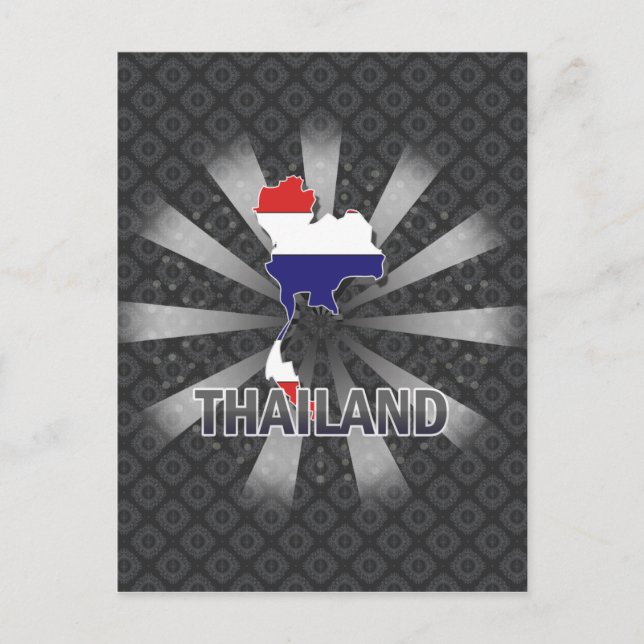 Thailand Flagga Karta 2.0 Vykort (Framsida)