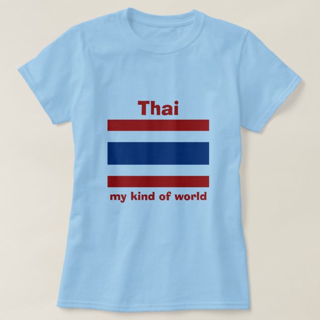 Thailand Flagga + Karta + Text T-Shirt (Design framsida)