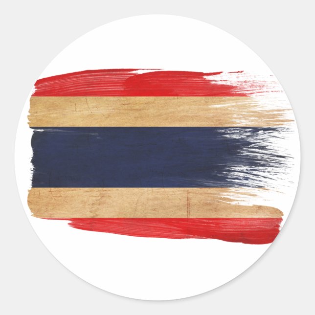 Thailand Flagga Runt Klistermärke (Framsida)