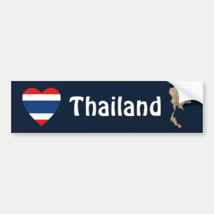 Thailand flaggahjärta + Kartabildekal Bildekal