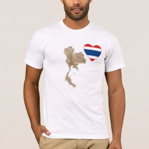 Thailand flaggahjärta och kartaT-tröja T-shirt
