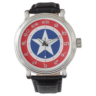 Thailand flaggaklocka (numrera i thailändska tal) armbandsur