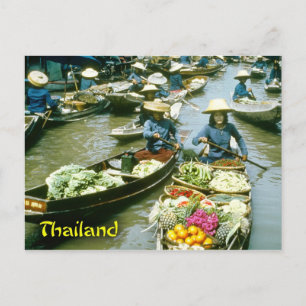 Thailand flytande marknad vykort