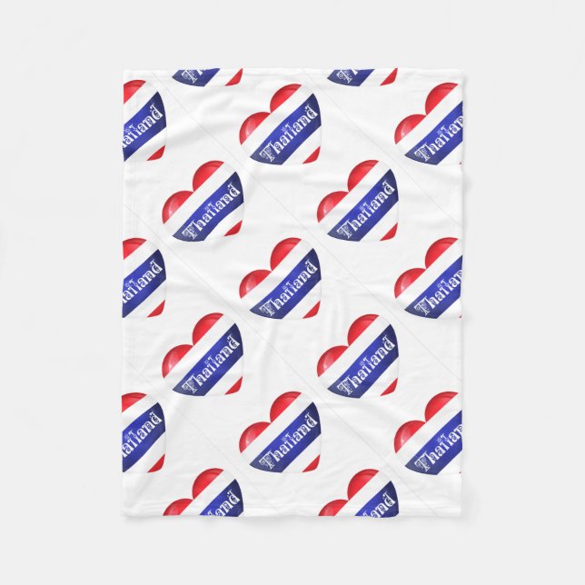 Thailand Heart Flagga Fleecefilt (Framsidan)