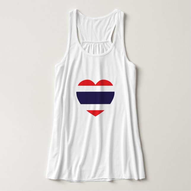 Thailand Heart Flagga Linne Med Racerback (Design framsida)
