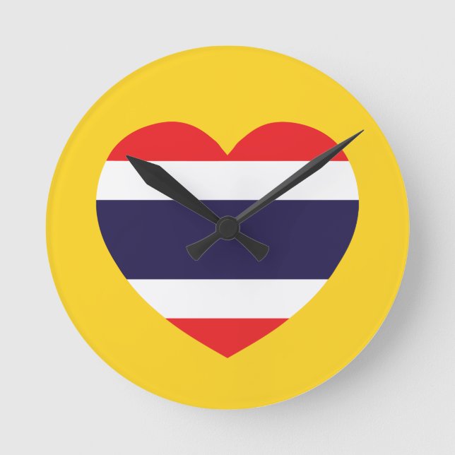 Thailand Heart Flagga Rund Klocka (Framsida)