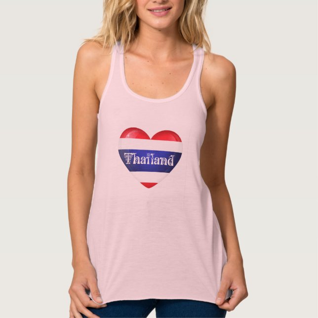 Thailand Hjärtflagga Linne Med Racerback (Framsida)
