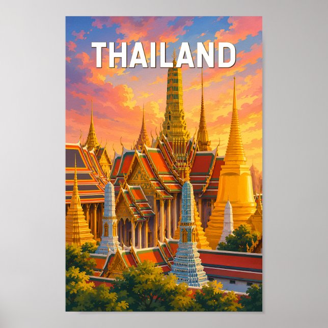 Thailand Illustration Resa Konst Vintage Poster (Framsidan)