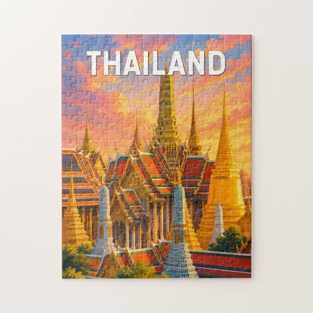 Thailand Illustration Resa Konst Vintage Pussel (Vertikal)