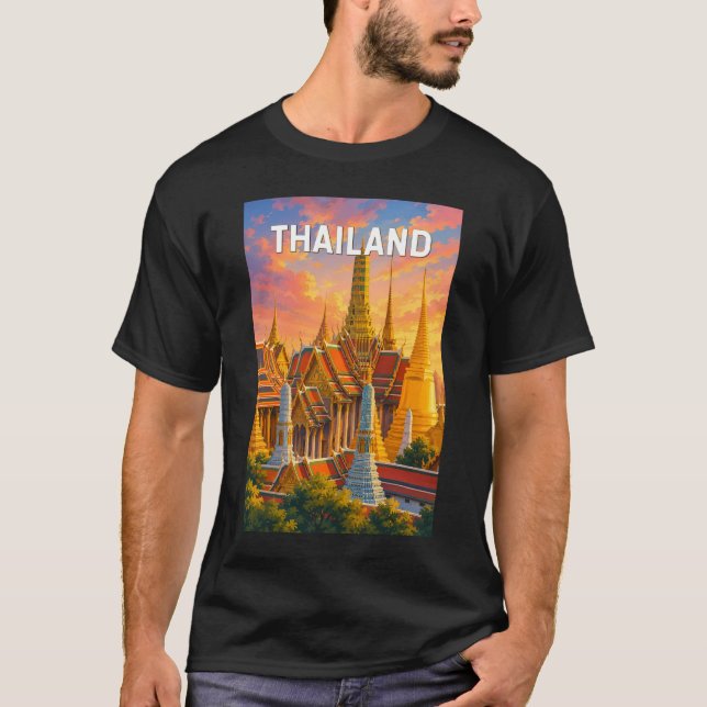Thailand Illustration Resa Konst Vintage T Shirt (Framsida)