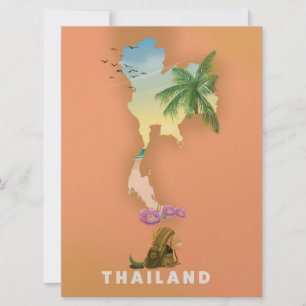 Thailand illustrerad karta inbjudningar