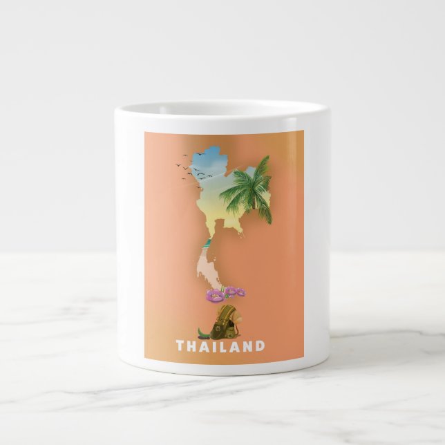 Thailand illustrerad karta jumbo mugg (Framsidan)