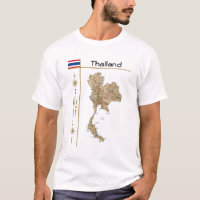 Thailand Karta + Flagga + avdelning T-Shirt