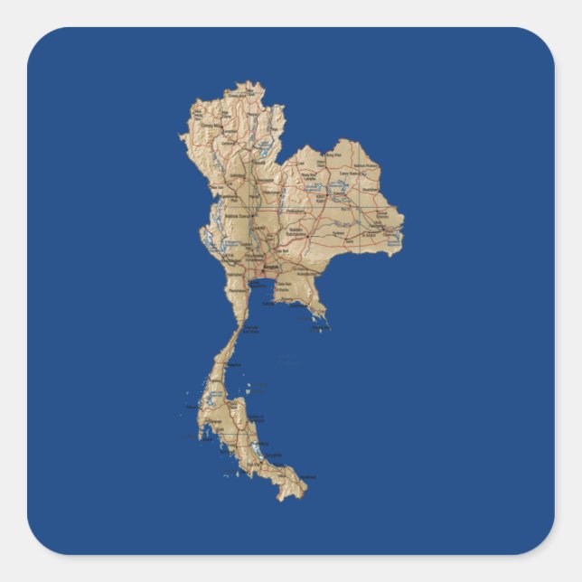 Thailand Karta Sticker Fyrkantigt Klistermärke (Framsida)