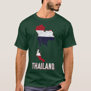 Thailand Karta Thai Flagga T Shirt