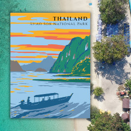 Thailand Khao Sok National Park Travel Art Deco Vykort