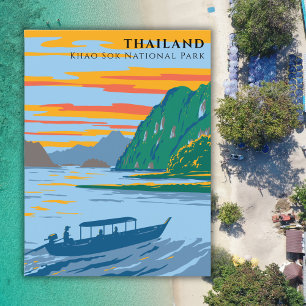 Thailand Khao Sok National Park Travel Art Deco Vykort