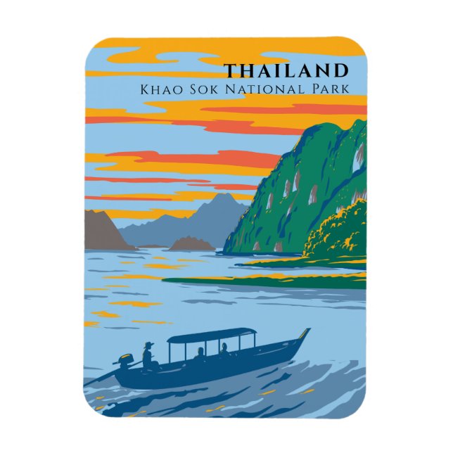 Thailand Khao Sok Nationalpark Resa Art Deco Magnet (Vertikal)