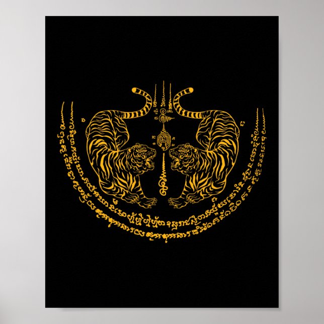 Thailand Kickboxer Muay Thai Thai Boxer Twin Tiger Poster (Framsidan)