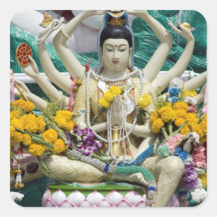 Thailand, Ko Samui eller Koh Samui). Wat Plai 2 Fyrkantigt Klistermärke