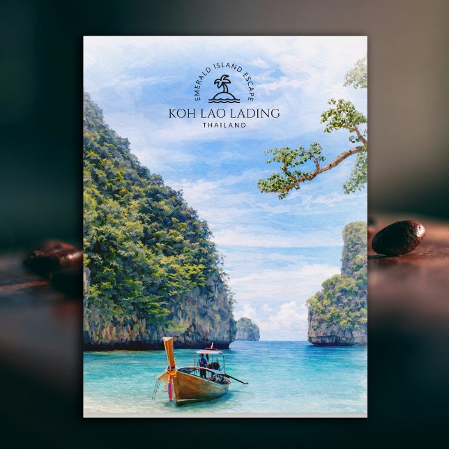 Thailand, Koh Lao Lading-ön | Akvarell Vykort (Thailand, Koh Lao Lading Island | Watercolor Postcard)