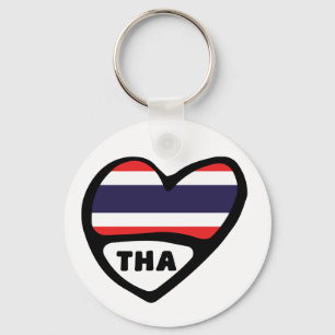 Thailand Land Code Flagga Heart Nyckelring, THA Nyckelring
