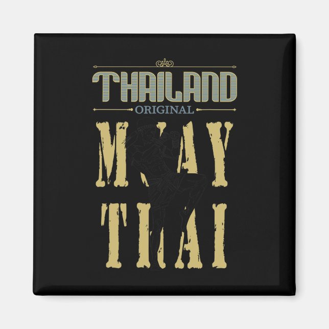 Thailand Original Muay Thai Kickboxning Present Fö Magnet (Framsidan)
